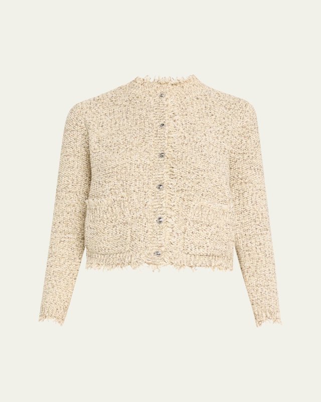 Emorie Fringe-Trim Tweed Knit Jacket